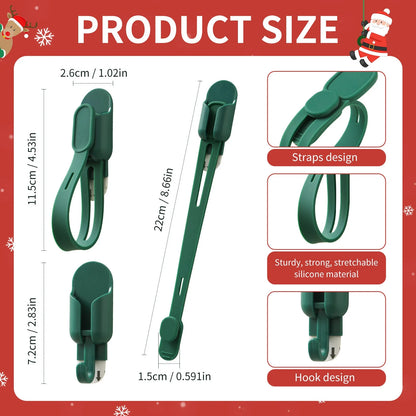 ⏰🎄 Silicone Christmas Wreath Ties & Traceless Hooks – Reusable, Damage-free Holiday Decor Hanging Kit ✨