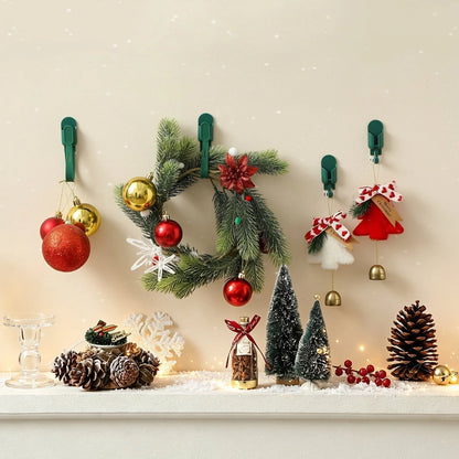 ⏰🎄 Silicone Christmas Wreath Ties & Traceless Hooks – Reusable, Damage-free Holiday Decor Hanging Kit ✨