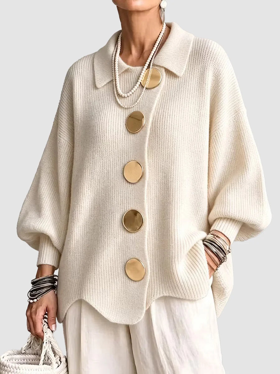 Women's French-Style Oversized Knit Cardigan