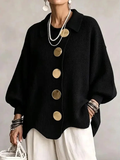 Women's French-Style Oversized Knit Cardigan