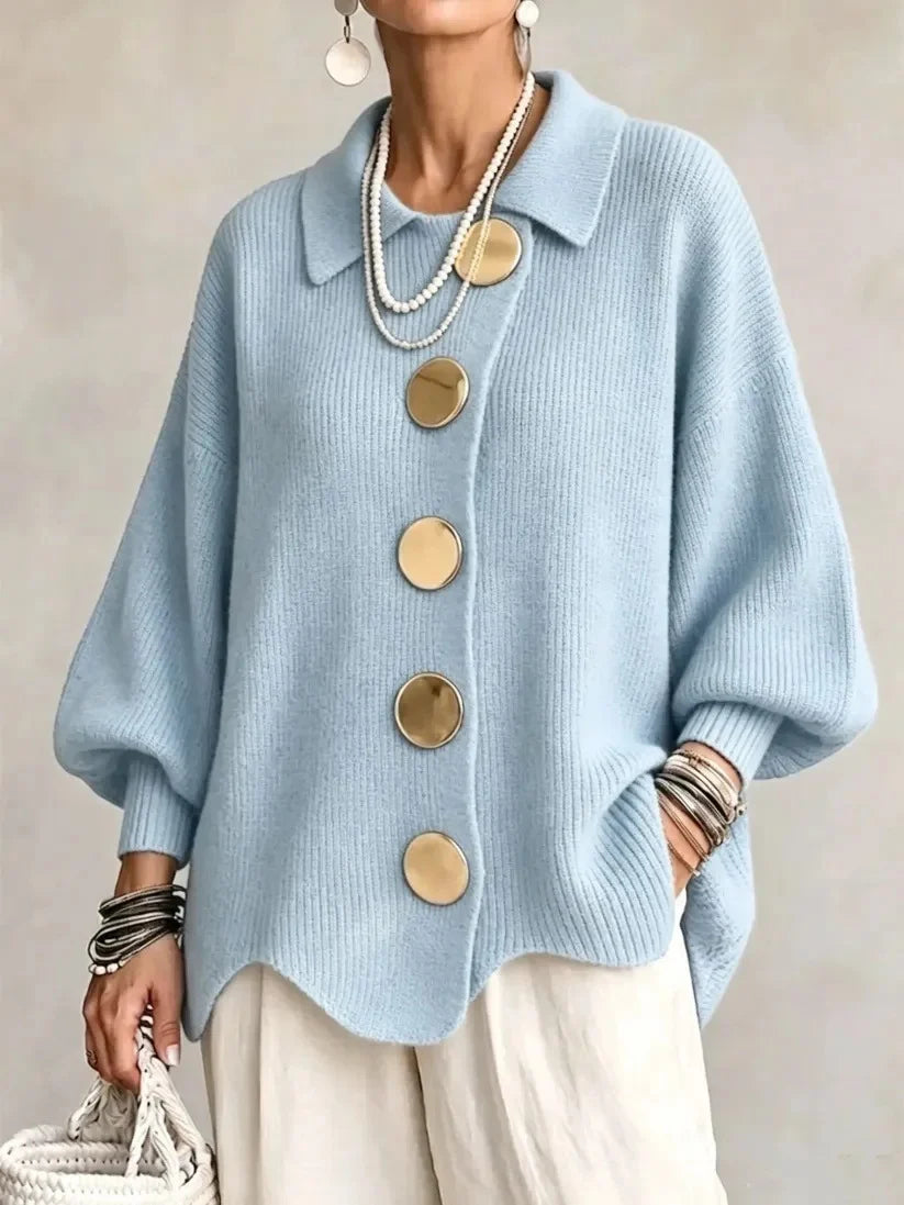 Women's French-Style Oversized Knit Cardigan
