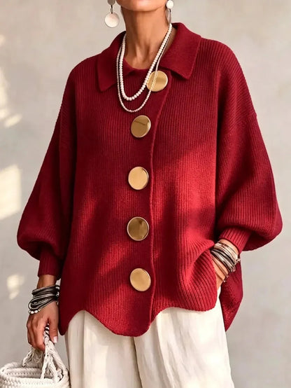 Women's French-Style Oversized Knit Cardigan