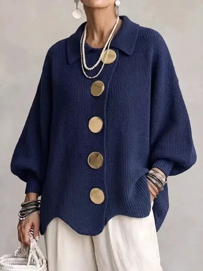Women's French-Style Oversized Knit Cardigan