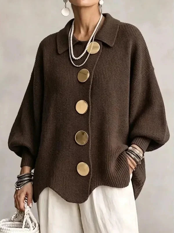 Women's French-Style Oversized Knit Cardigan