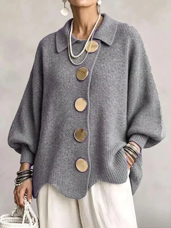 Women's French-Style Oversized Knit Cardigan