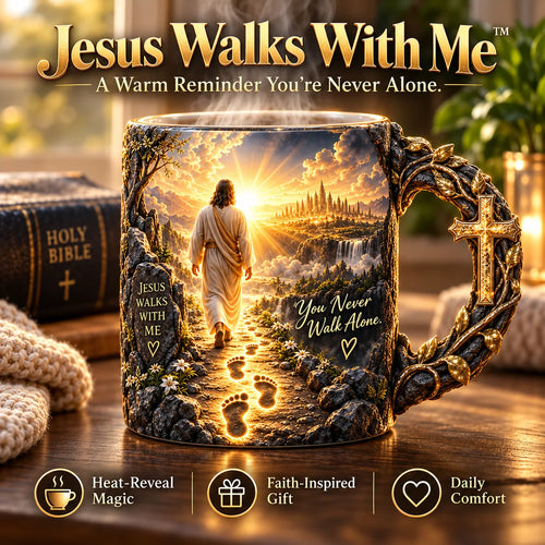 🔥 Last Day 49% OFF ✝️ Faith-Inspired Heat-Reveal Mug – Inspirational Christian Coffee Cup with a “You Are Never Alone” Message