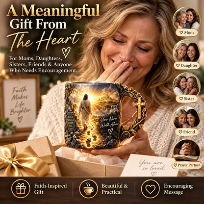 🔥 Last Day 49% OFF ✝️ Faith-Inspired Heat-Reveal Mug – Inspirational Christian Coffee Cup with a “You Are Never Alone” Message