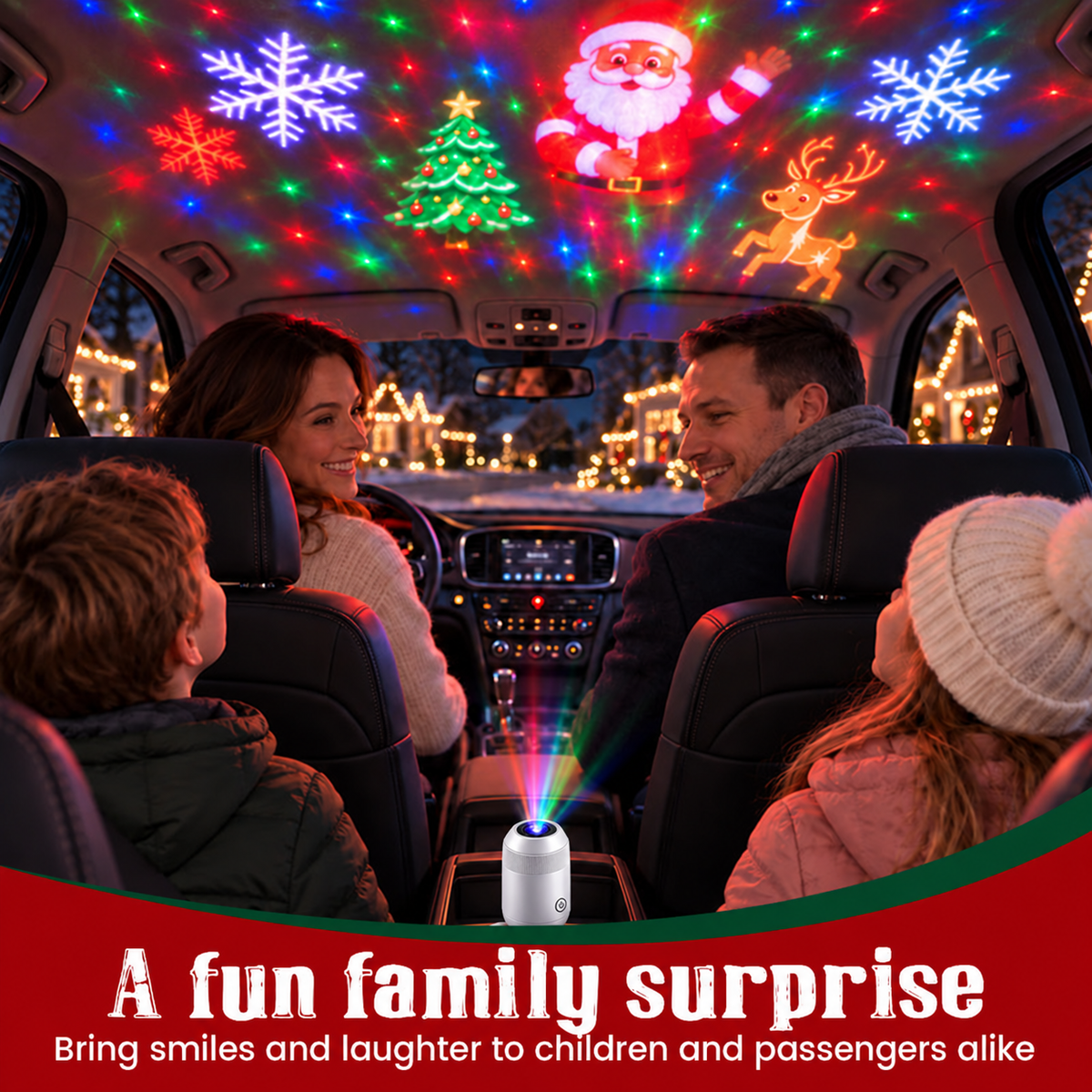 🎅 Christmas Car Projector Lights ✨ Festive Holiday LED Lighting for Your Car