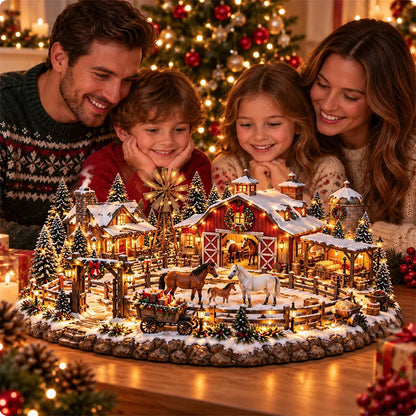 🐴🎄 Lighted Christmas Horse Stable Village – Magical Equestrian Holiday Décor