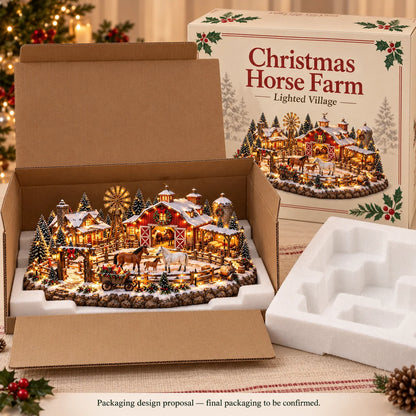 🐴🎄 Lighted Christmas Horse Stable Village – Magical Equestrian Holiday Décor