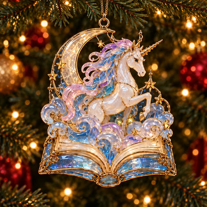 🎄 2026 Enchanted Storybook Christmas Ornaments – Set of 6 |  Stained Glass Fairy Tale Castle, Unicorn, Fairy, Mermaid, Dragon & Snowy Village Hanging Decorations | Magical Christmas Tree Ornaments & Fantasy Lover Gifts