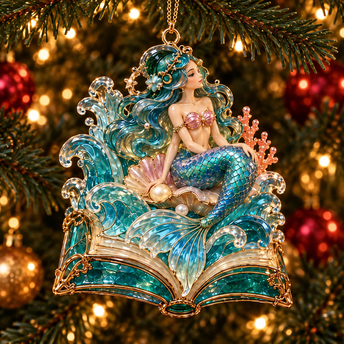 🎄 2026 Enchanted Storybook Christmas Ornaments – Set of 6 |  Stained Glass Fairy Tale Castle, Unicorn, Fairy, Mermaid, Dragon & Snowy Village Hanging Decorations | Magical Christmas Tree Ornaments & Fantasy Lover Gifts