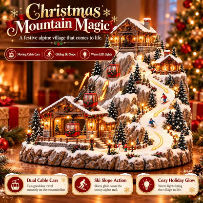 🎄✨ Animated Christmas Ski Village – Moving Cable Car & Snowy Mountain Holiday Scene 🎿🏔️