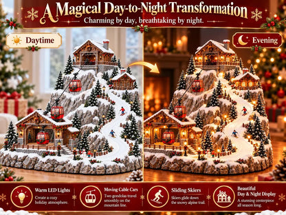 🎄✨ Animated Christmas Ski Village – Moving Cable Car & Snowy Mountain Holiday Scene 🎿🏔️