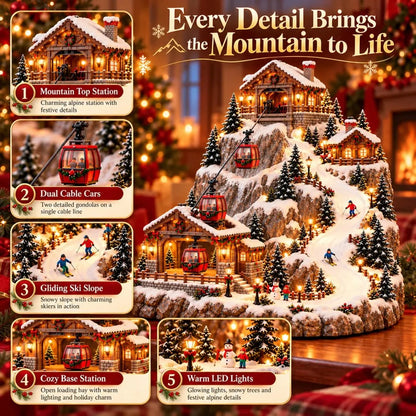 🎄✨ Animated Christmas Ski Village – Moving Cable Car & Snowy Mountain Holiday Scene 🎿🏔️
