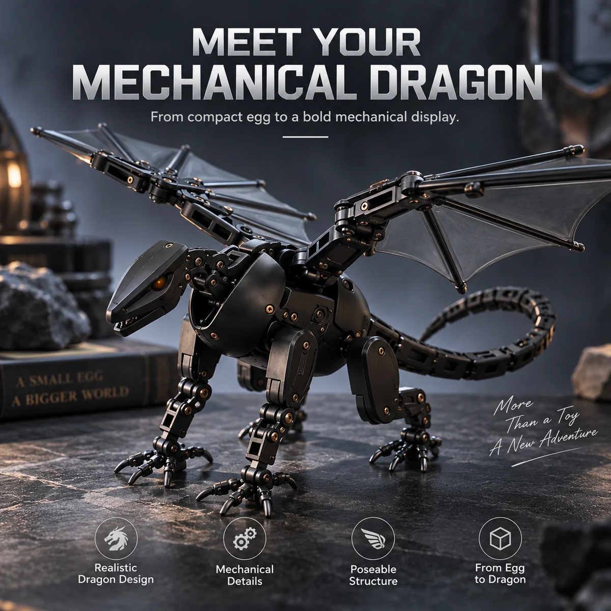 🐉 DragonMorph – Transforming Mechanical Dragon Egg Toy with Folding Wings & Intricate Armor Details 🥚⚙️