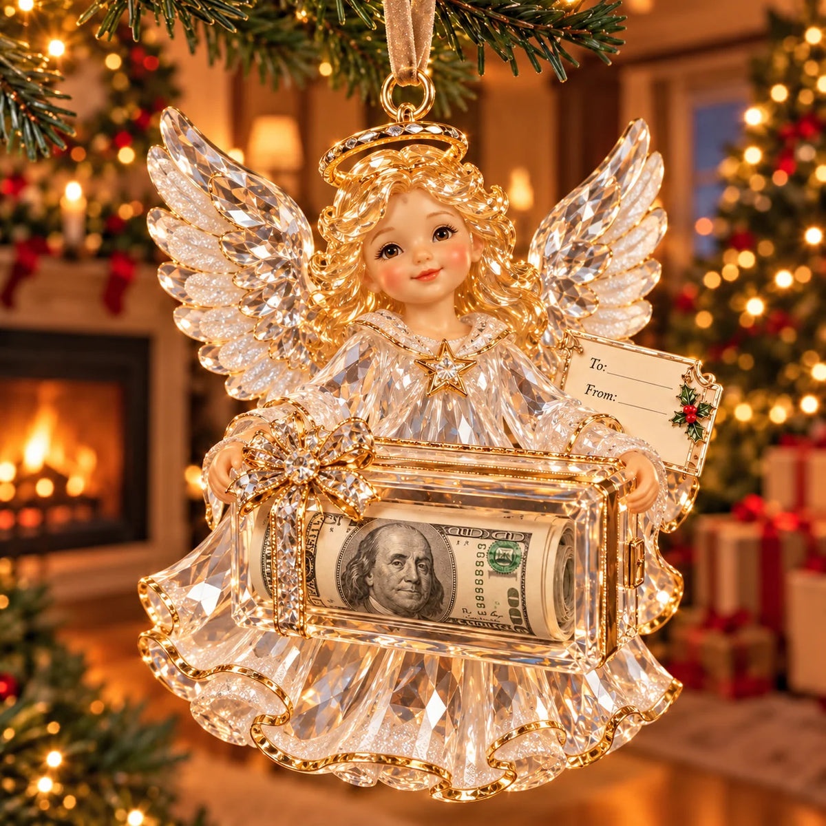 🎄✨2026 Crystal-Style Christmas Money Holder Ornaments – 20 Festive Designs with Gift Tags