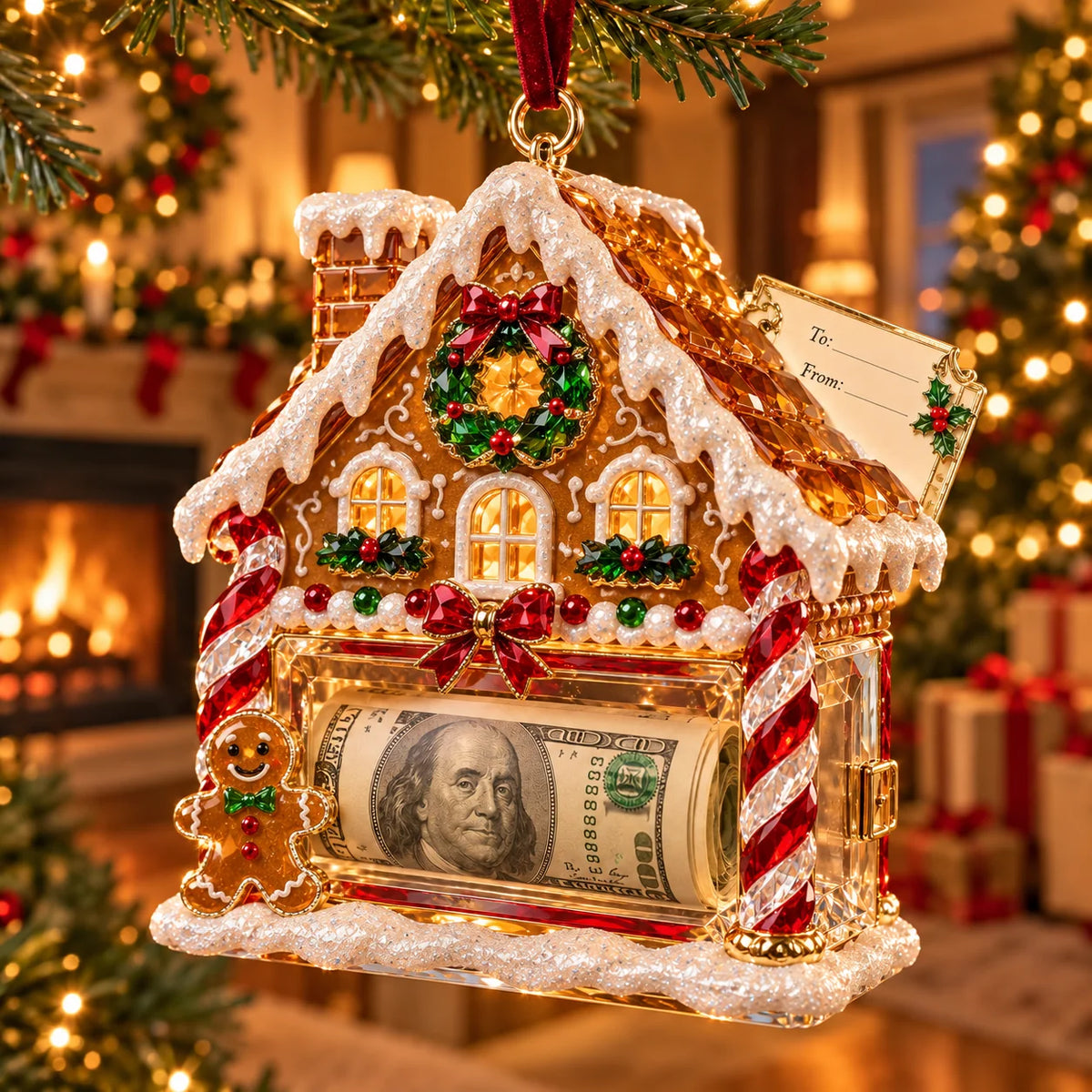🎄✨2026 Crystal-Style Christmas Money Holder Ornaments – 20 Festive Designs with Gift Tags