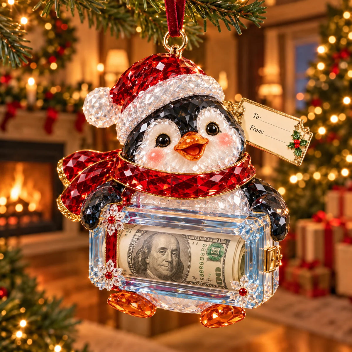 🎄✨2026 Crystal-Style Christmas Money Holder Ornaments – 20 Festive Designs with Gift Tags