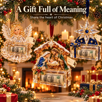 🎄✨2026 Crystal-Style Christmas Money Holder Ornaments – 20 Festive Designs with Gift Tags