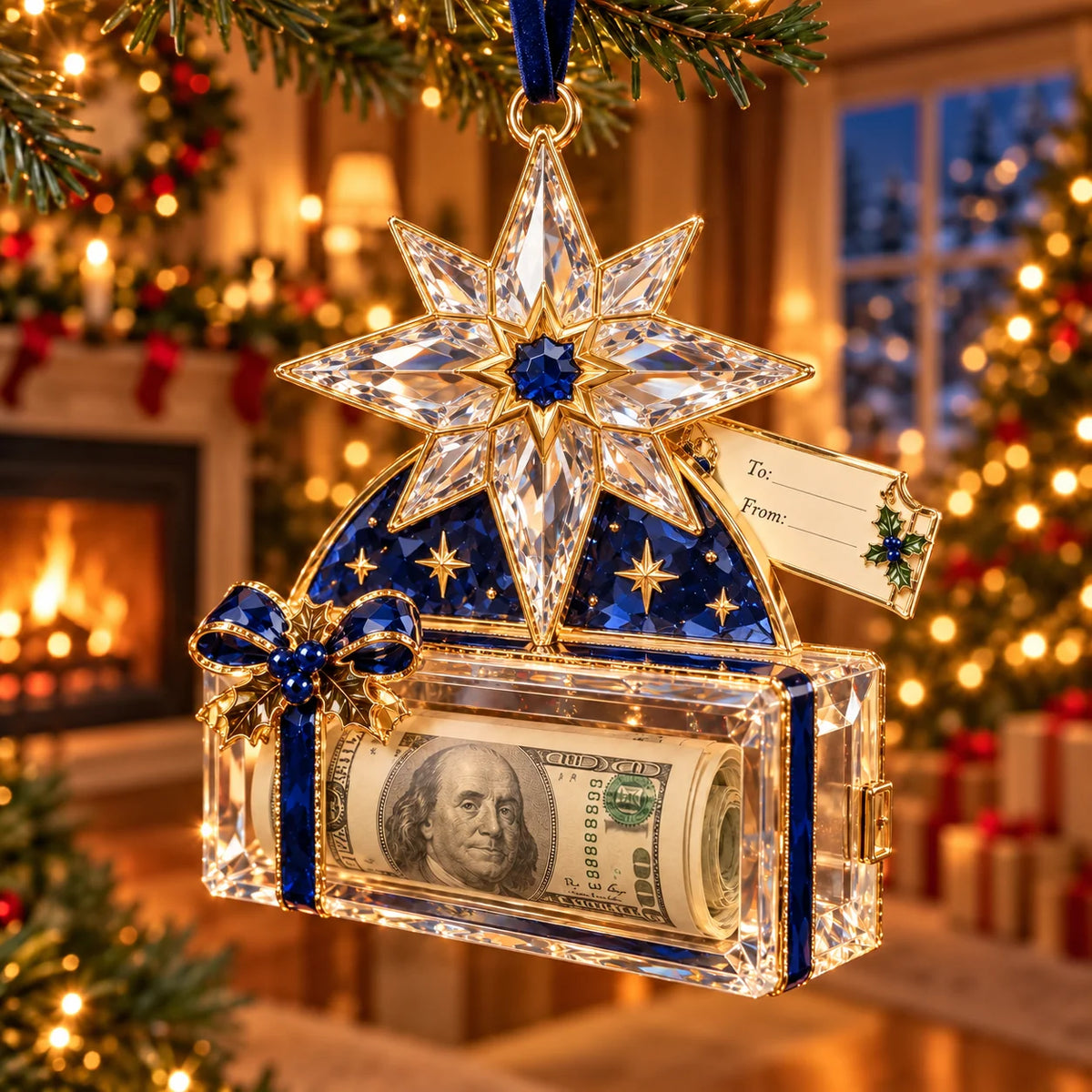 🎄✨2026 Crystal-Style Christmas Money Holder Ornaments – 20 Festive Designs with Gift Tags