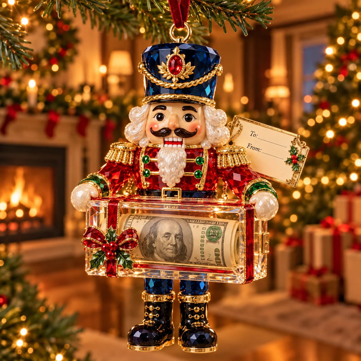 🎄✨2026 Crystal-Style Christmas Money Holder Ornaments – 20 Festive Designs with Gift Tags