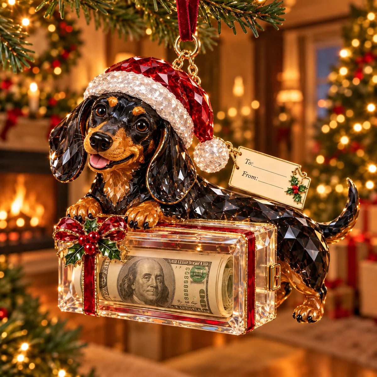 🎄✨2026 Crystal-Style Christmas Money Holder Ornaments – 20 Festive Designs with Gift Tags