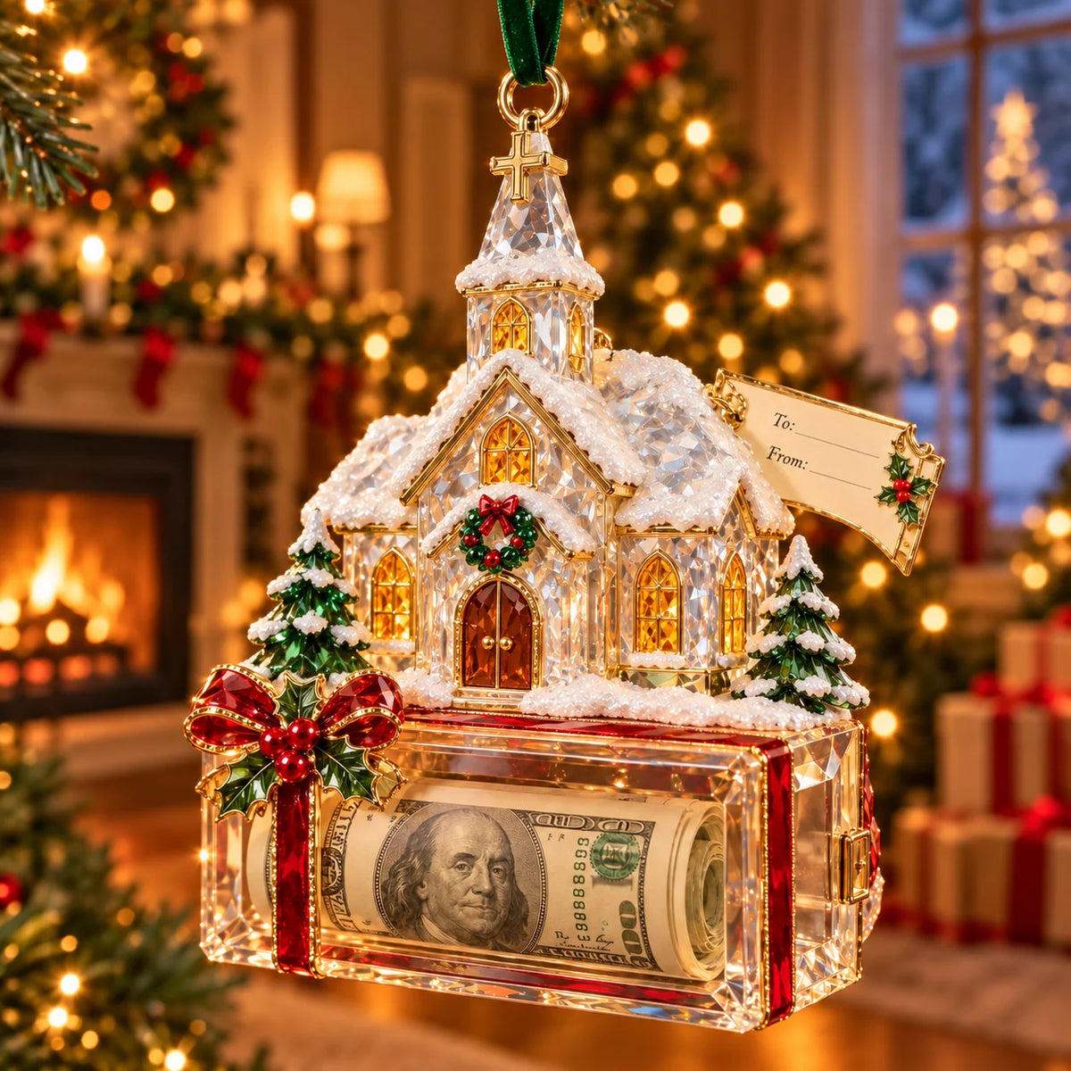 🎄✨2026 Crystal-Style Christmas Money Holder Ornaments – 20 Festive Designs with Gift Tags