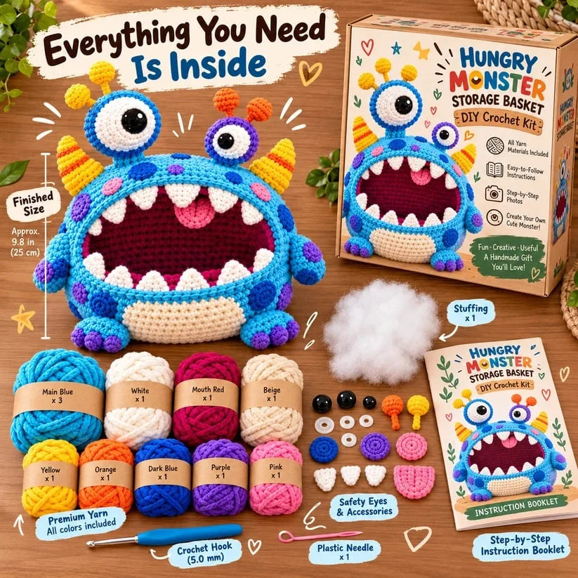 Clutter Munchers Hungry Monster Diy Crochet Storage Buddies 👾🧶