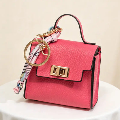 🎀 Cute Mini Leather Bag Keychain – Chic & Colorful Bag Charm ✨