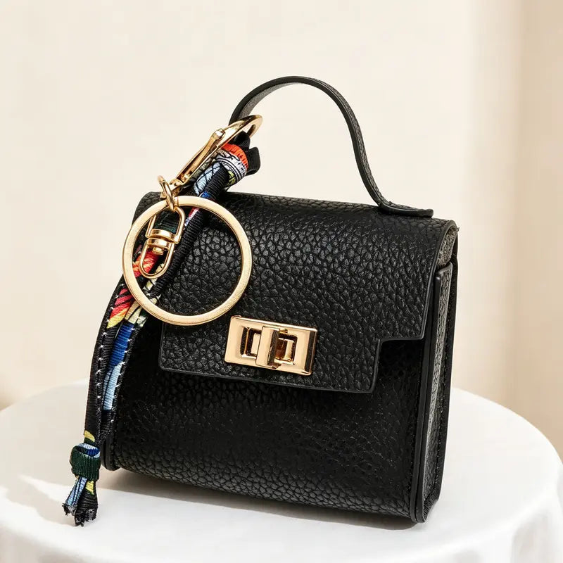 🎀 Cute Mini Leather Bag Keychain – Chic & Colorful Bag Charm ✨