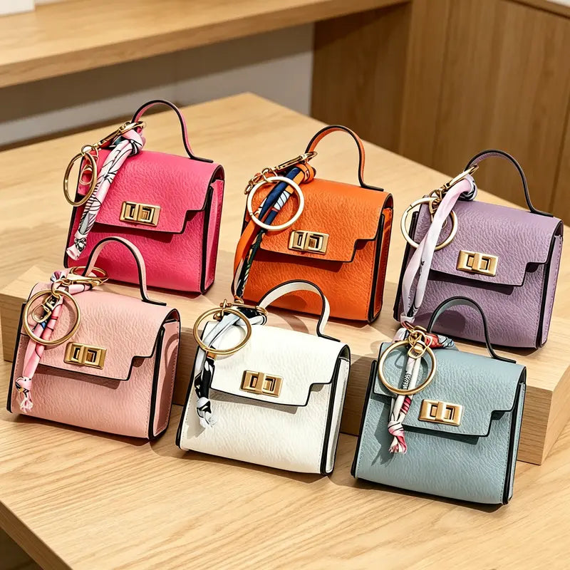 🎀 Cute Mini Leather Bag Keychain – Chic & Colorful Bag Charm ✨