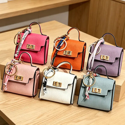 🎀 Cute Mini Leather Bag Keychain – Chic & Colorful Bag Charm ✨