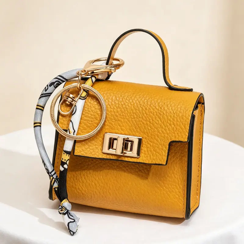 🎀 Cute Mini Leather Bag Keychain – Chic & Colorful Bag Charm ✨