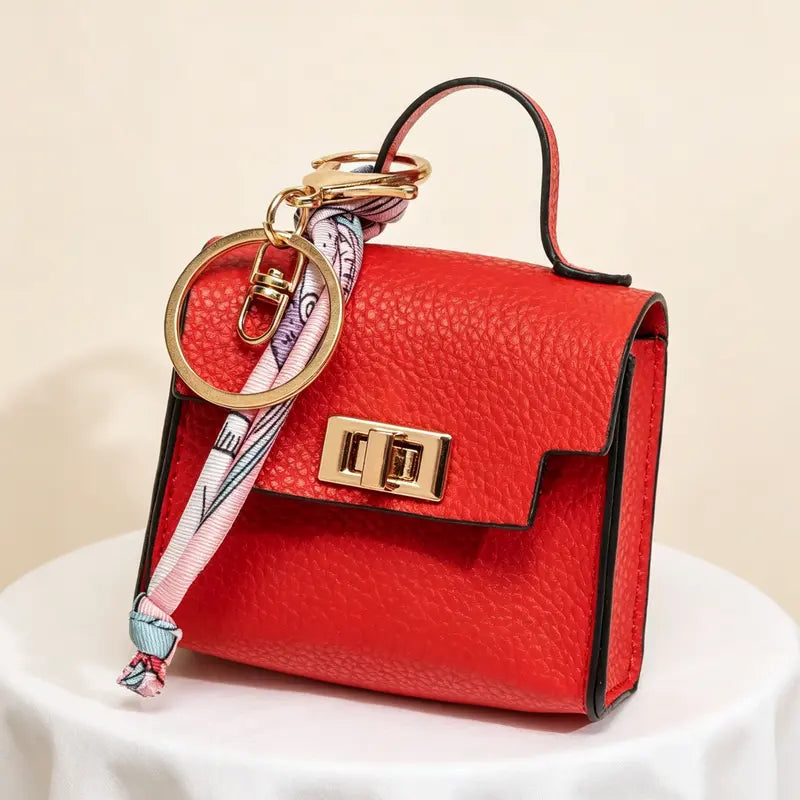 🎀 Cute Mini Leather Bag Keychain – Chic & Colorful Bag Charm ✨