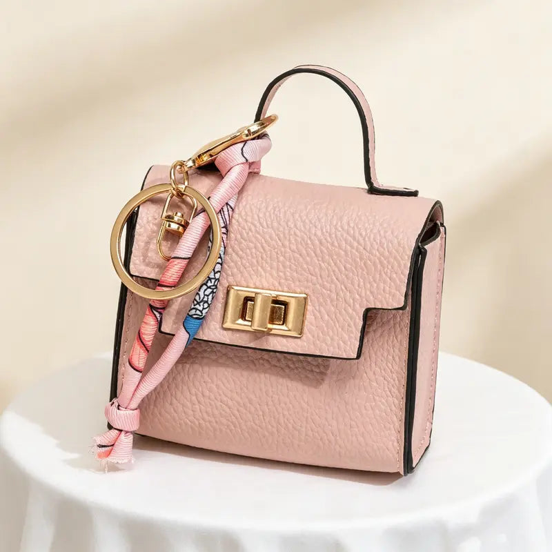 🎀 Cute Mini Leather Bag Keychain – Chic & Colorful Bag Charm ✨