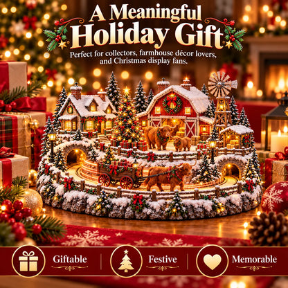 🐮🎄 Highland Cow Christmas Village – Lighted Farmhouse & Festive Holiday Décor ✨