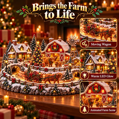 🐮🎄 Highland Cow Christmas Village – Lighted Farmhouse & Festive Holiday Décor ✨