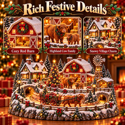🐮🎄 Highland Cow Christmas Village – Lighted Farmhouse & Festive Holiday Décor ✨