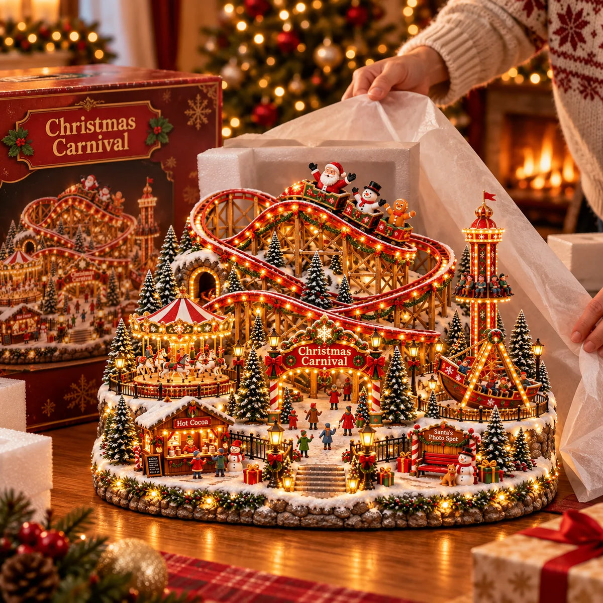 🎅 Santa’s Merry Christmas Carnival – Festive Christmas Tabletop Figurine & Holiday Décor 🎄