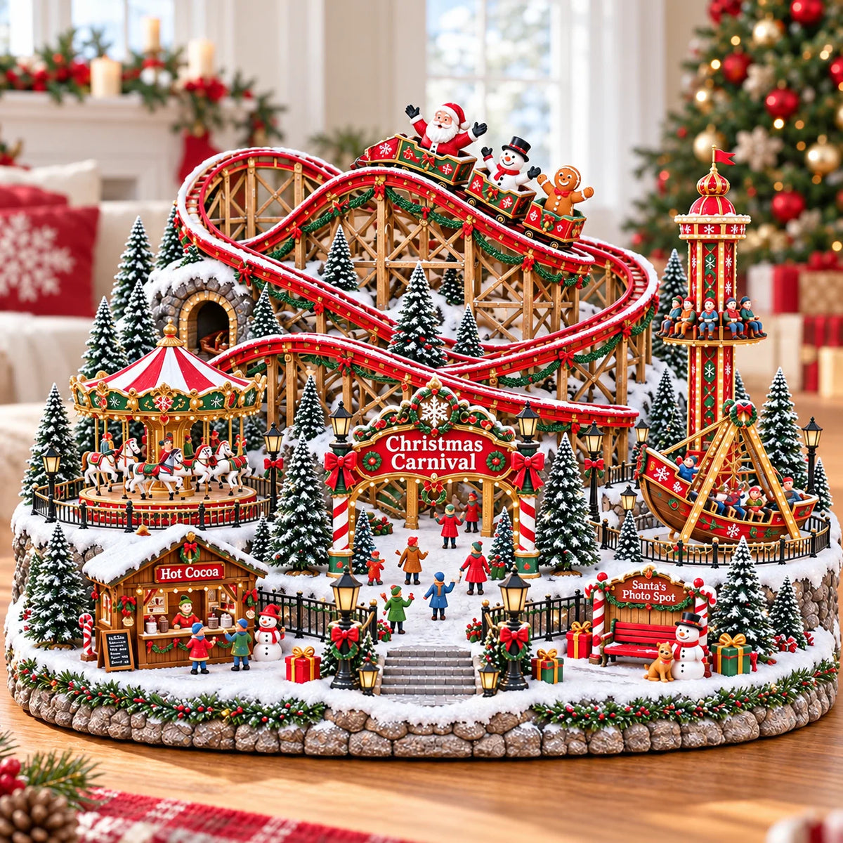 🎅 Santa’s Merry Christmas Carnival – Festive Christmas Tabletop Figurine & Holiday Décor 🎄