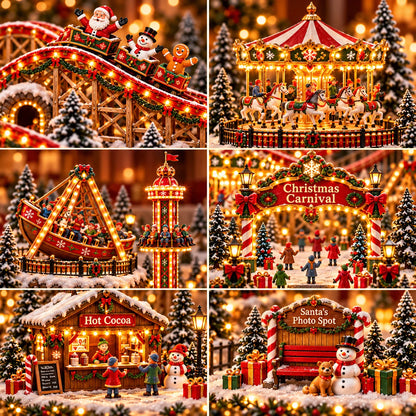 🎅 Santa’s Merry Christmas Carnival – Festive Christmas Tabletop Figurine & Holiday Décor 🎄
