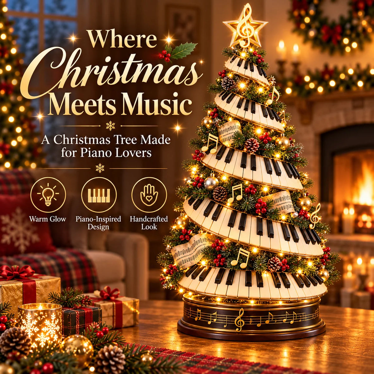 🎹🎄 Lighted Musical Piano Christmas Tree – Magical Holiday Decor ✨