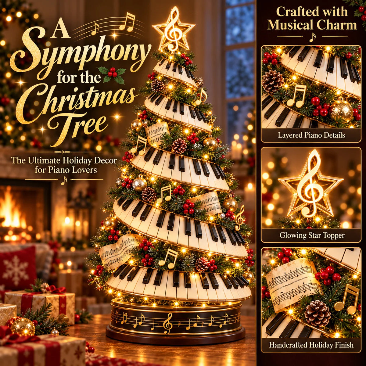 🎹🎄 Lighted Musical Piano Christmas Tree – Magical Holiday Decor ✨