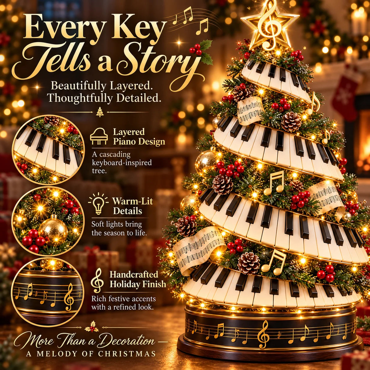 🎹🎄 Lighted Musical Piano Christmas Tree – Magical Holiday Decor ✨