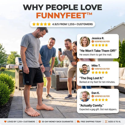🔥 Last Day 49% OFF 🔥 Barefoot Prank Slippers – Hilarious Realistic Barefoot Illusion Slippers | Funny Gag Gift 😂