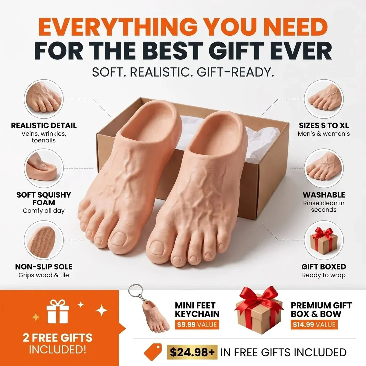 🔥 Last Day 49% OFF 🔥 Barefoot Prank Slippers – Hilarious Realistic Barefoot Illusion Slippers | Funny Gag Gift 😂