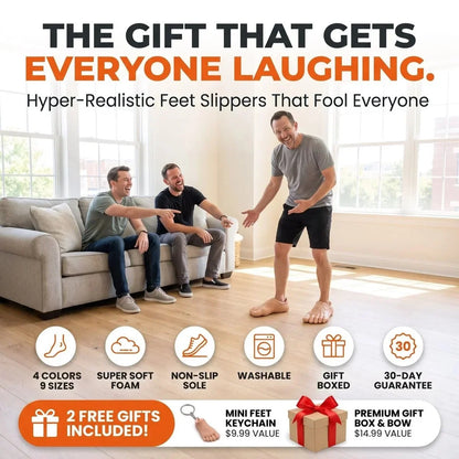 🔥 Last Day 49% OFF 🔥 Barefoot Prank Slippers – Hilarious Realistic Barefoot Illusion Slippers | Funny Gag Gift 😂