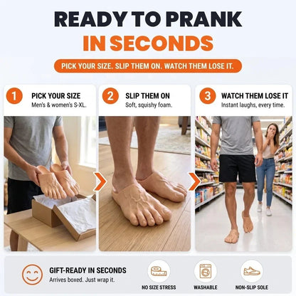 🔥 Last Day 49% OFF 🔥 Barefoot Prank Slippers – Hilarious Realistic Barefoot Illusion Slippers | Funny Gag Gift 😂