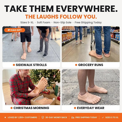 🔥 Last Day 49% OFF 🔥 Barefoot Prank Slippers – Hilarious Realistic Barefoot Illusion Slippers | Funny Gag Gift 😂